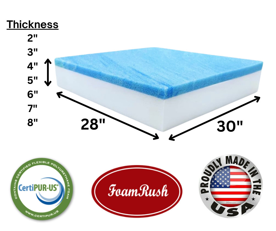 FoamRush 28″ x 30″ Cool Gel Memory Foam Bench Cushion Replacement USA
