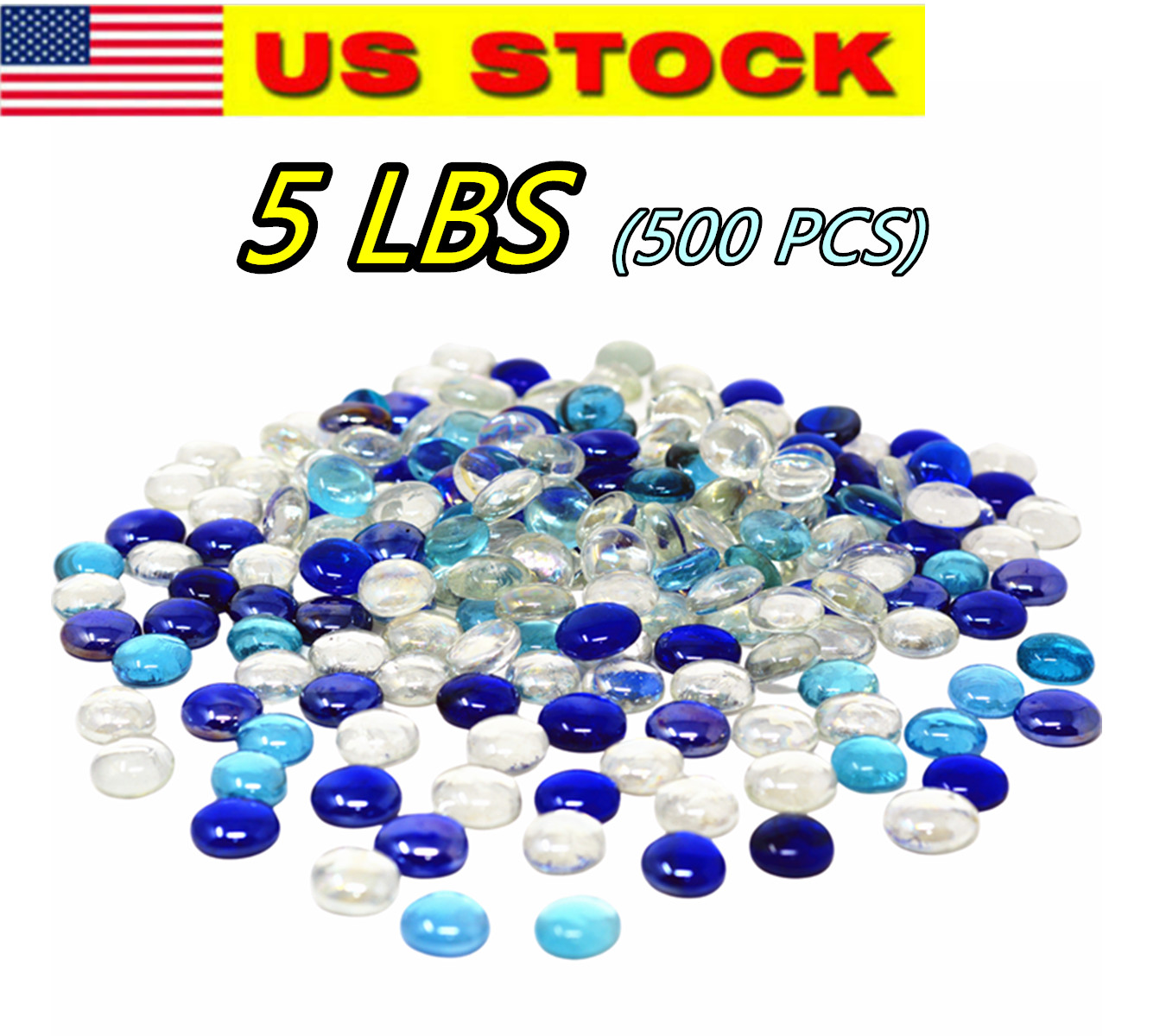 500 Pcs Mixed Color Glass Gems, Pebbles, Mosaic Tiles, Marbles Vase Filler (5LB)