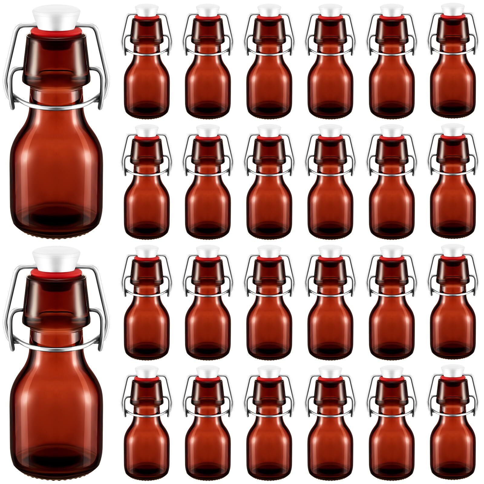 24 Pcs Amber Mini Glass Bottle With Swing Top Decorative Mini Olive Oil Bottles
