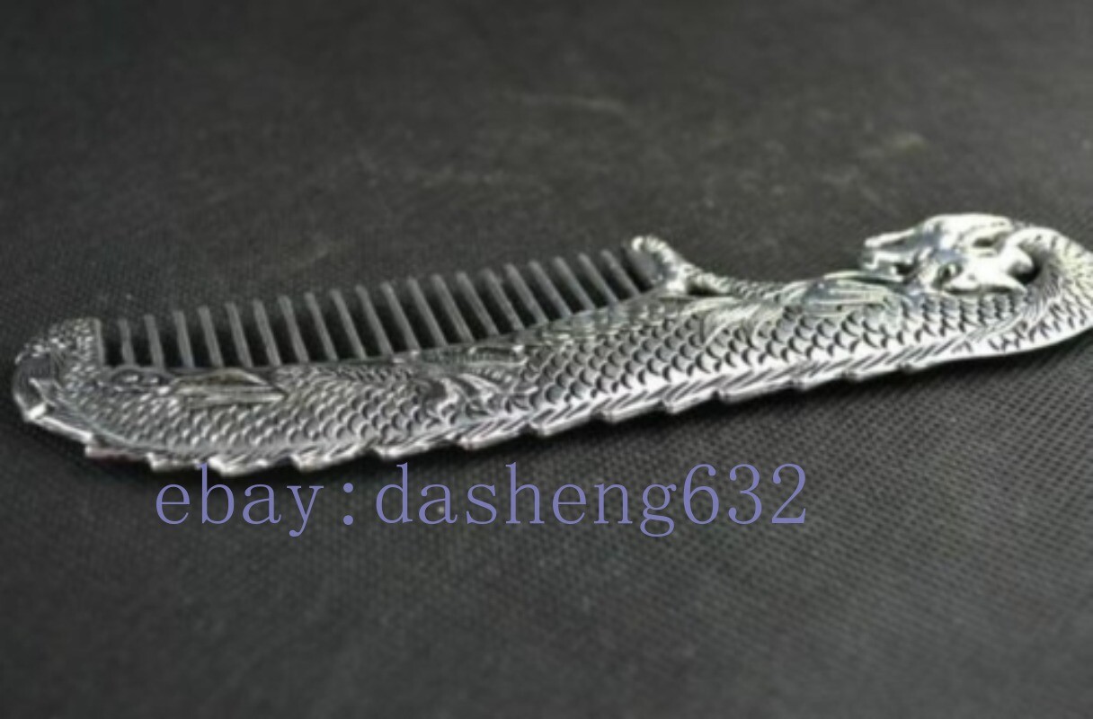 Chinese Old Handwork Carving Dragon Comb Decoration Collectibles