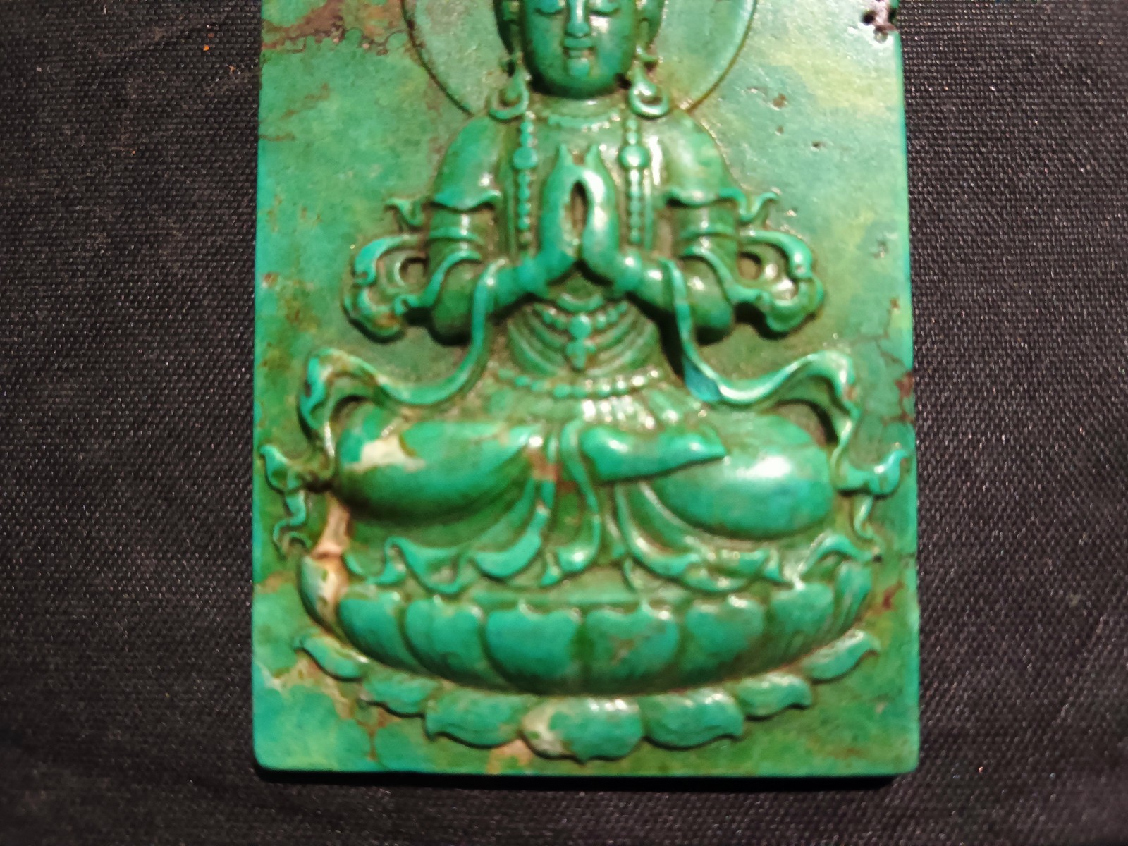 Good Quality Chinese Old Turquoise Hand Carved *KwanYin* Pendant