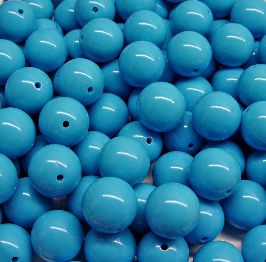 Sky Blue 19mm Round Beads Big Chunky Bubblegum Large Acrylic Crafts Necklaces