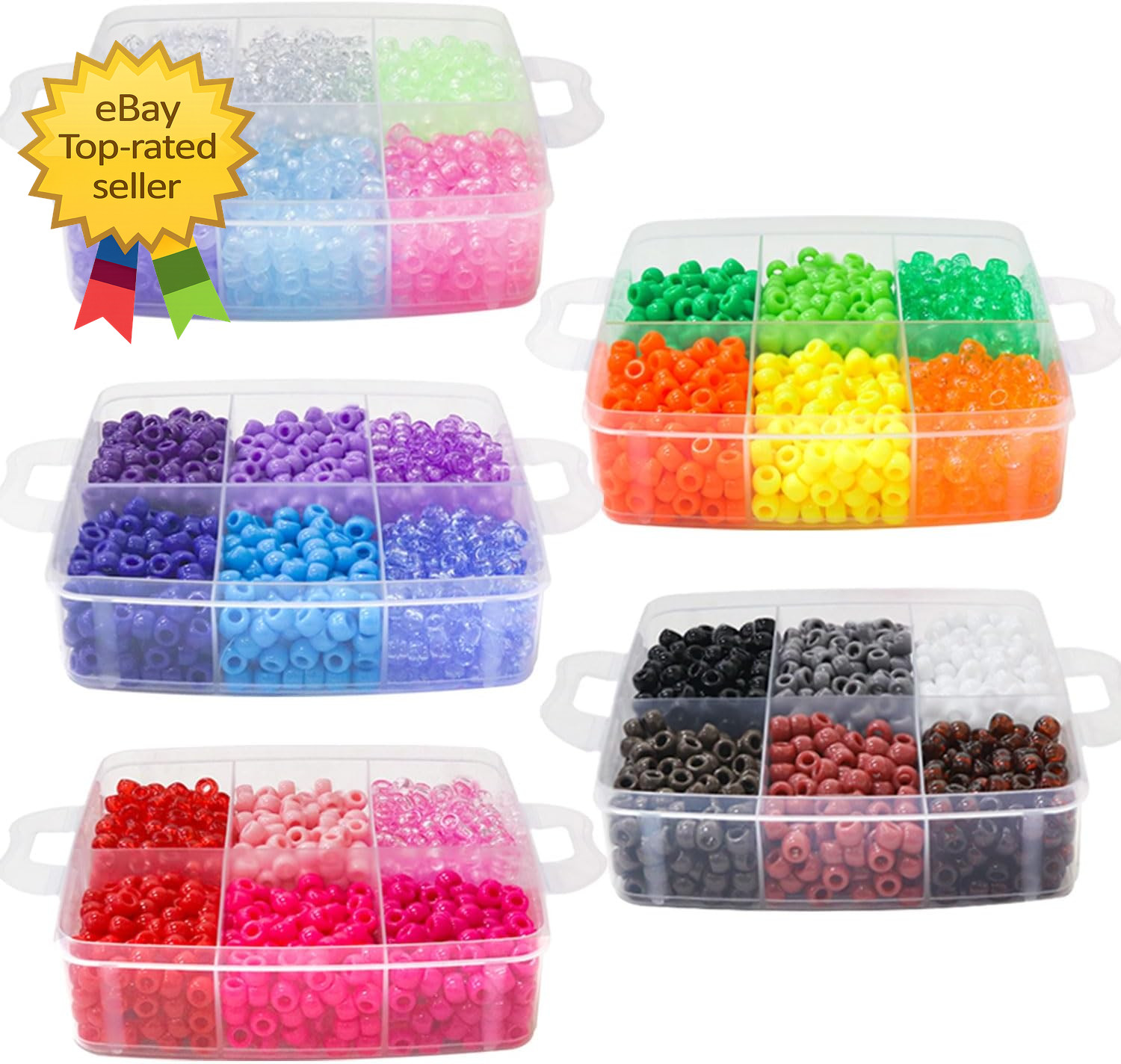5700Pcs Pony Beads Bulk 30 Colors Rainbow Kandi Bead for Hair Braiding Friendshi