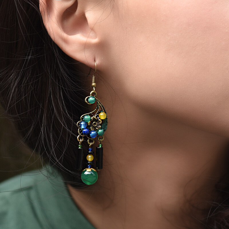 China Agate/Alloy/Jade Line Tibetan Style Exquisite Fashion Earbob Earrings