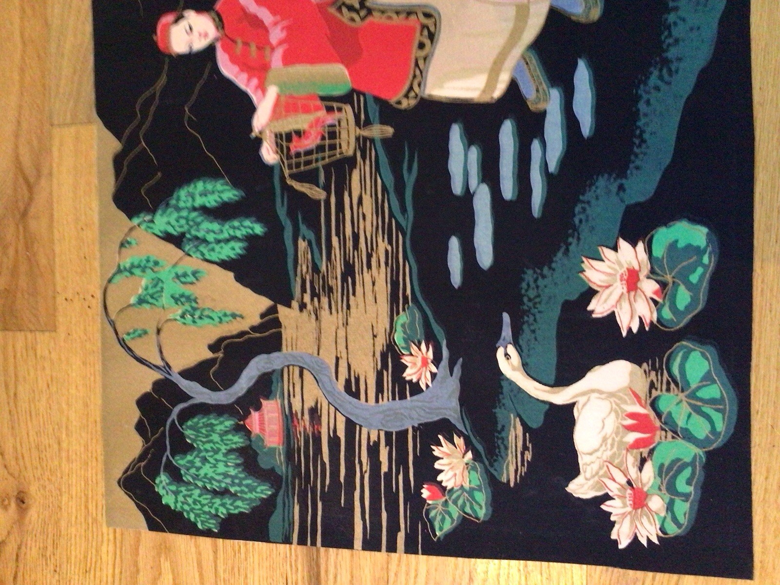 ORGINAL Silk Screen PRINT artist H CALPINI 1950’s MCM Japan Design