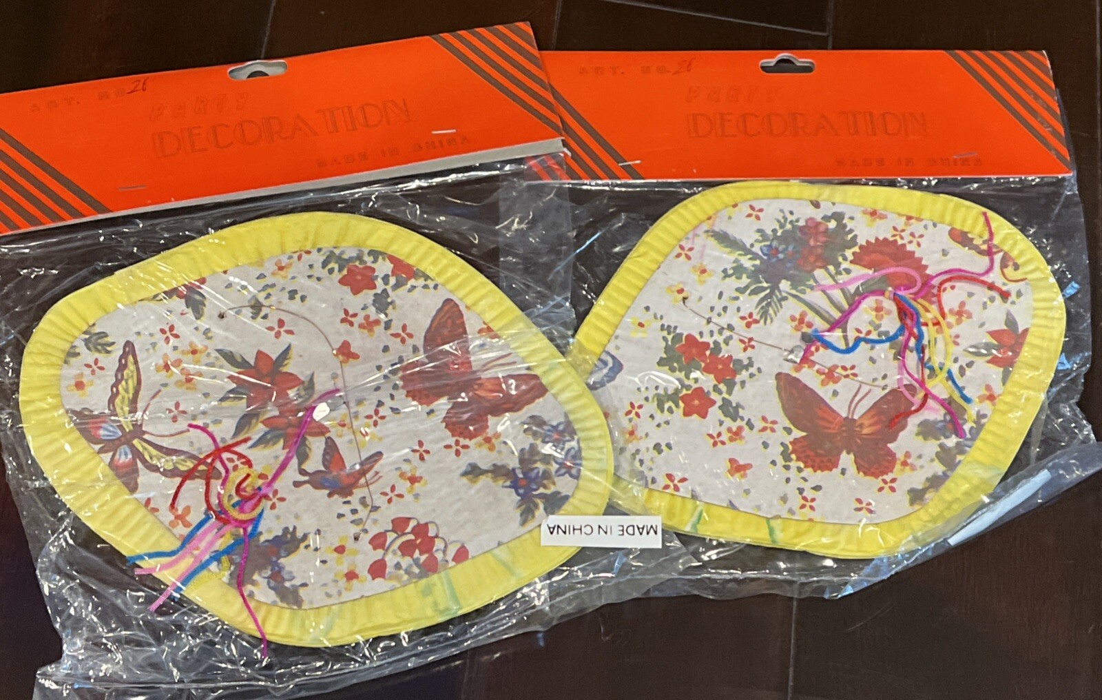 Vintage Small Chinese Paper Lanterns Butterflies & Flowers Sealed Lot Of 8