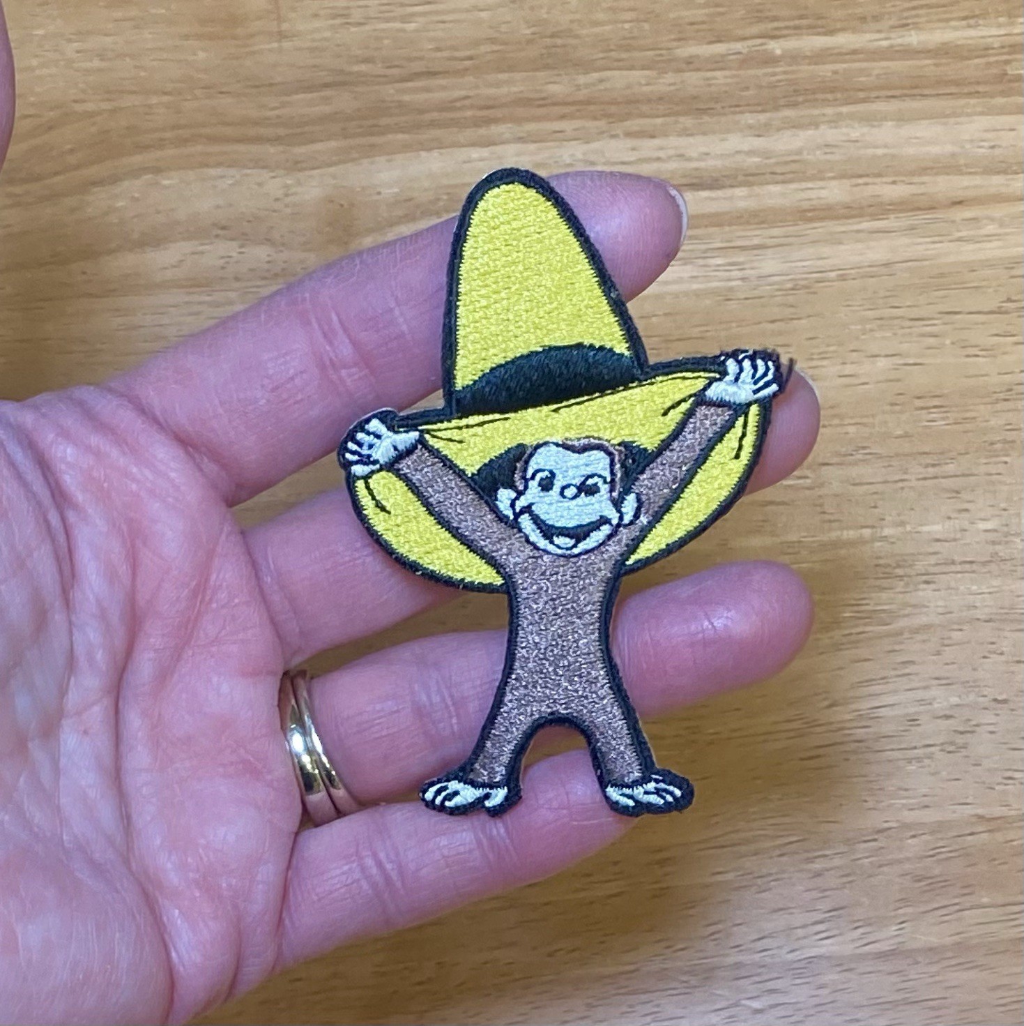 Curious George Monkey Yellow Hat Embroidered Iron on Patch, 3″ h by 2.25″ w