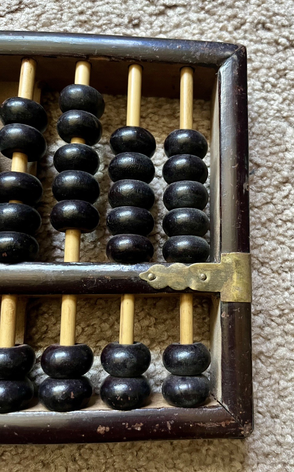 Rare Vintage Lotus Flower Brand Chinese Huanghuali Wood Abacus 13 Rod 91 Bead