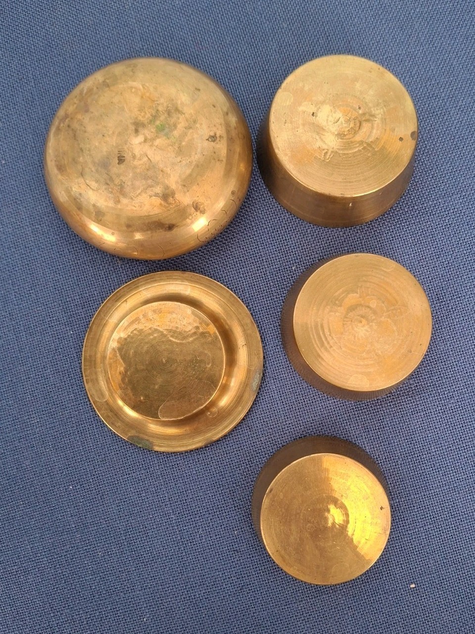5 Pc Brass Nesting Ashtray Set❤ Chinese ❤ Dragon/Flower