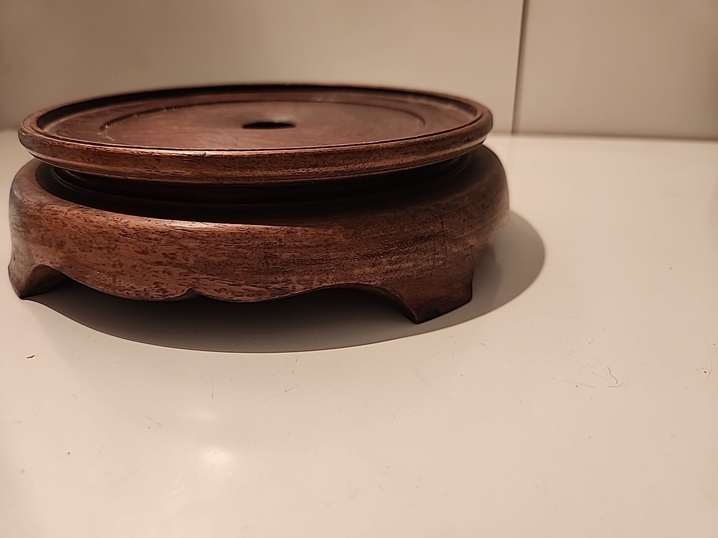 6 7/8″ CHINESE ASIAN WOOD DARK REDISH COLOR 4 PLANT VASE POT LAMP 4 Foot J-4