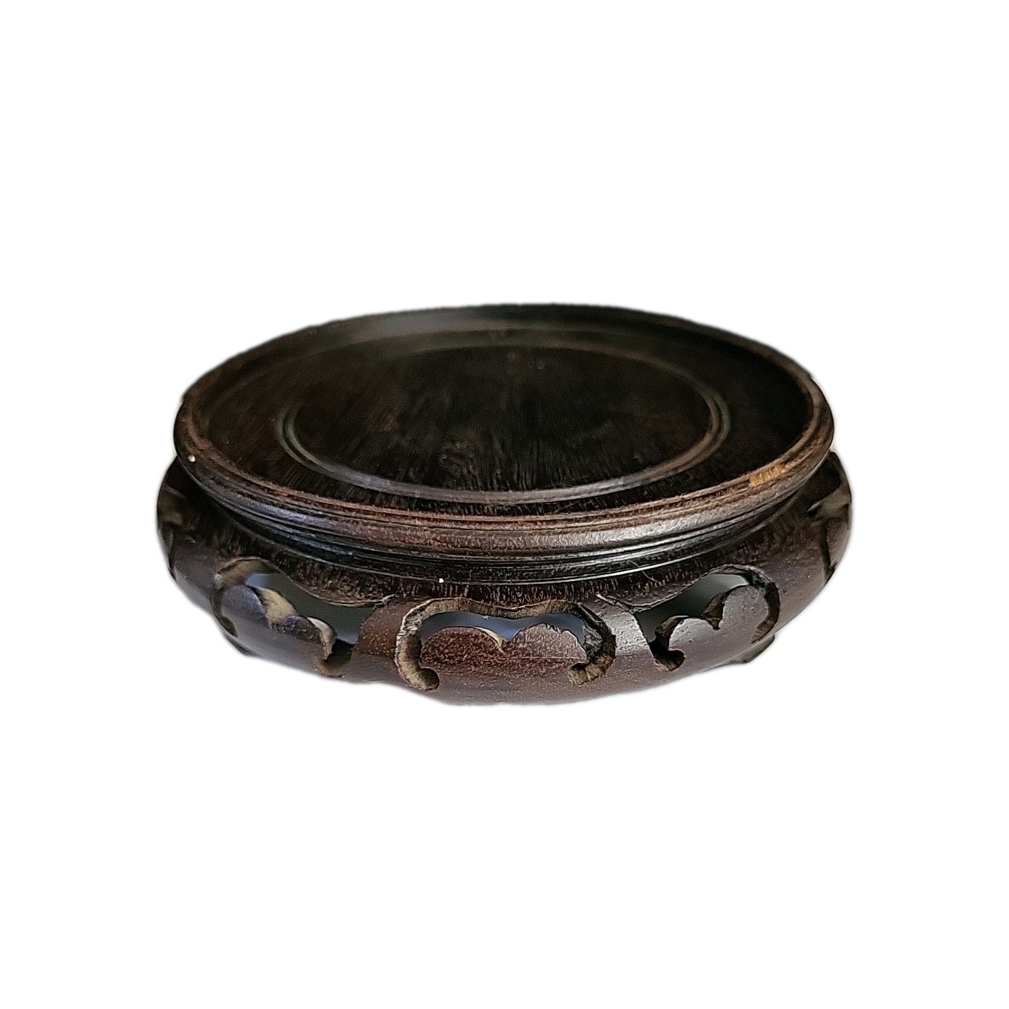 Two Chinese Round Display Stand Holder Base Wood Carving. For 4.5″ & 5.5″ Vase