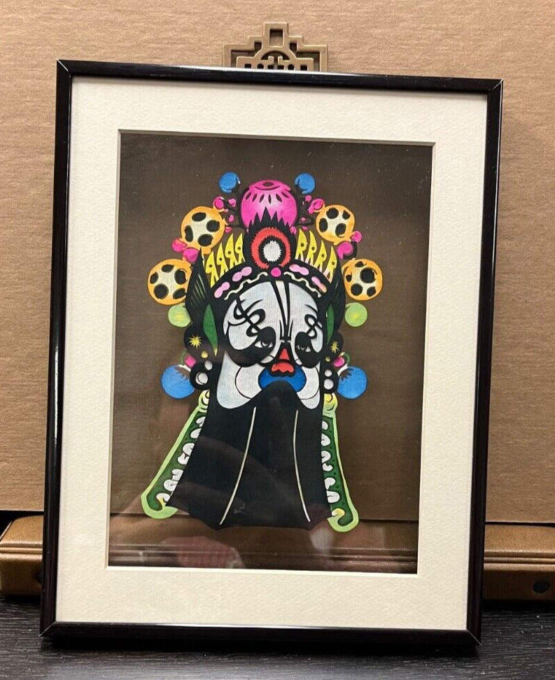 Six (6)- Vintage handcrafted Chinese Paper-Cutouts Framed Under Glass