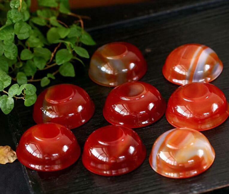 Chinese Antique Natural Carnelian Red Agate Jade Bowl Tea Cup Kung Fu Tea Bowl