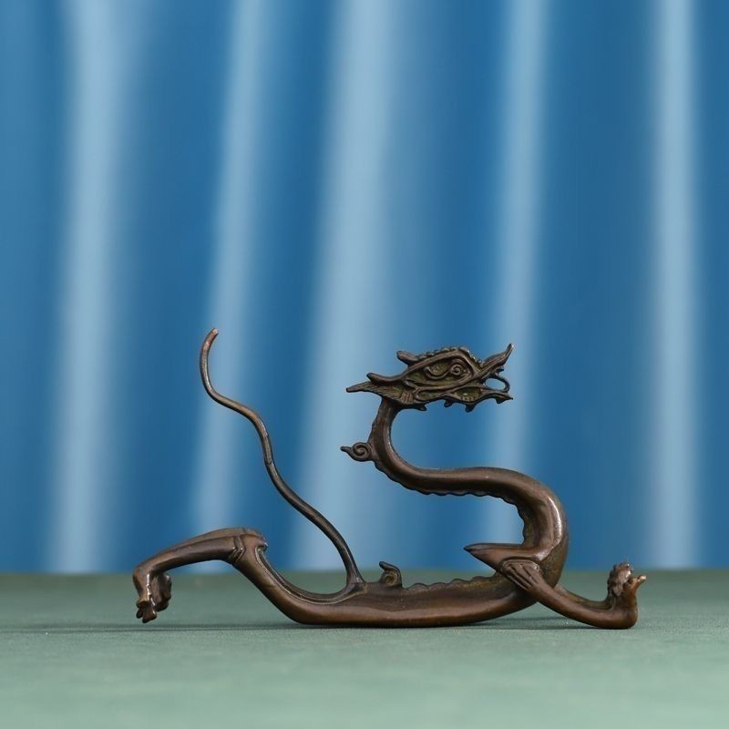 Vintage Alloy Dragon Statue 76mm Chinese Zodiac Mythical Beast