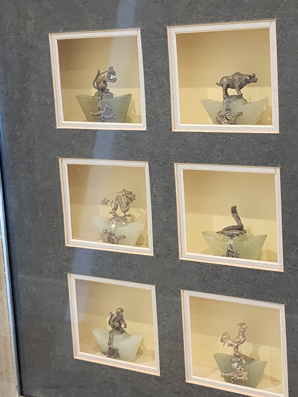 Chinese Horoscope Zodiac Framed Figures Hand Made Hanging Decor