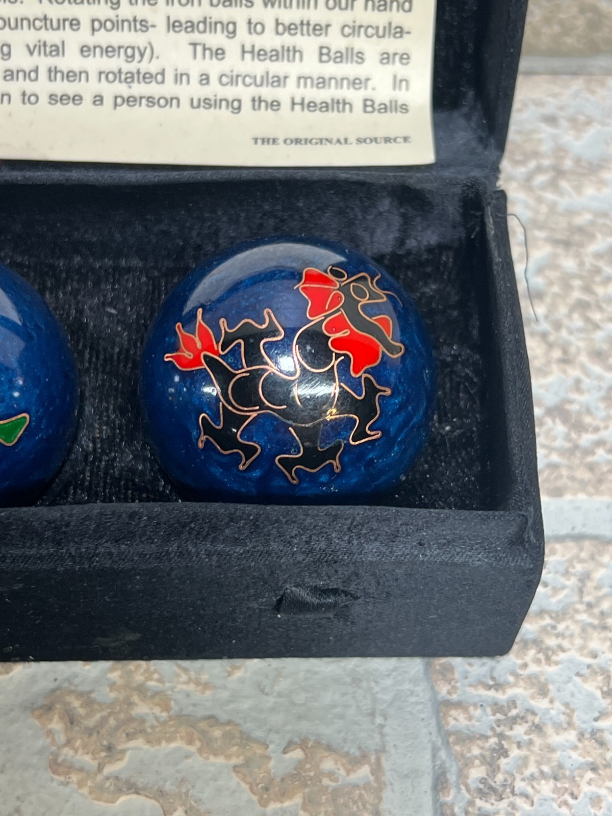 Vintage Chinese Health Baoding Music Balls Pheonix and Dragon Cloisonne