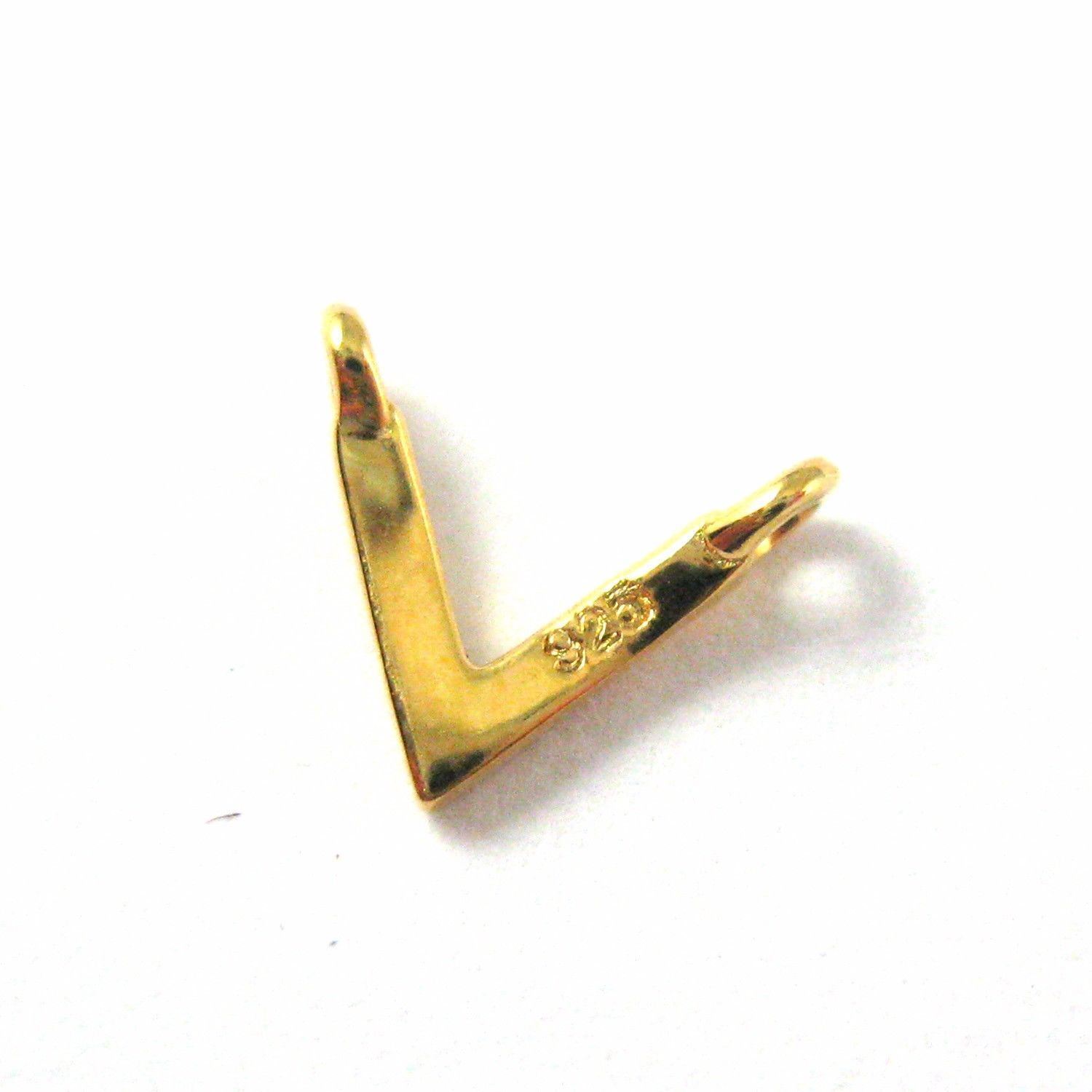 Gold over 925 Silver Charm- Chevron Triangle Spike -Link Connector -6.5mm -3 pcs