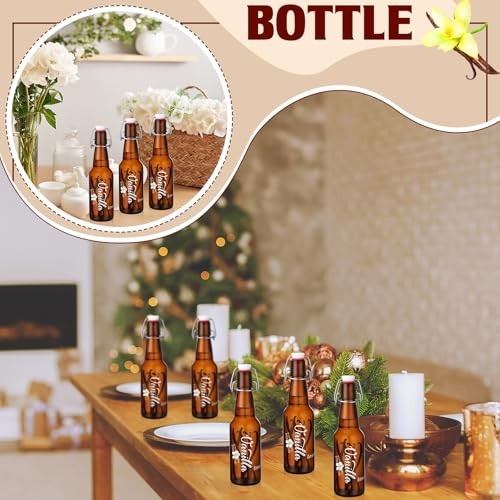 Reallnaive 8 Pcs 12 oz Swing Top Amber Glass Bottles Vanilla Extract Bottles