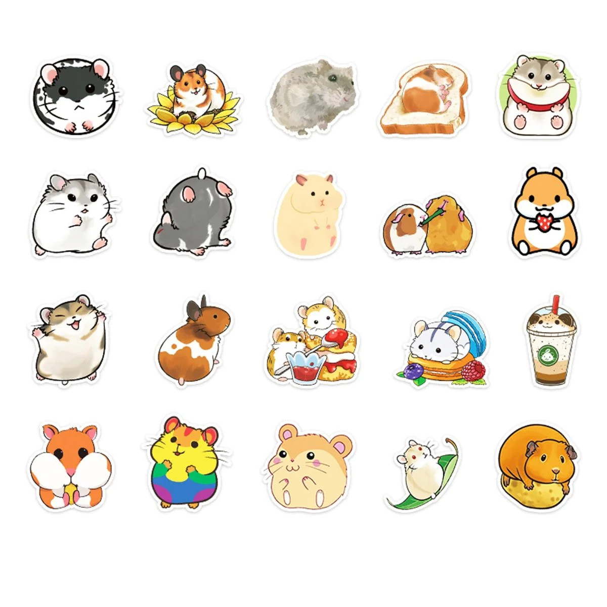 (50 pcs) Cute Hamster Stickers – PVC Waterproof High Definition UV Stickers