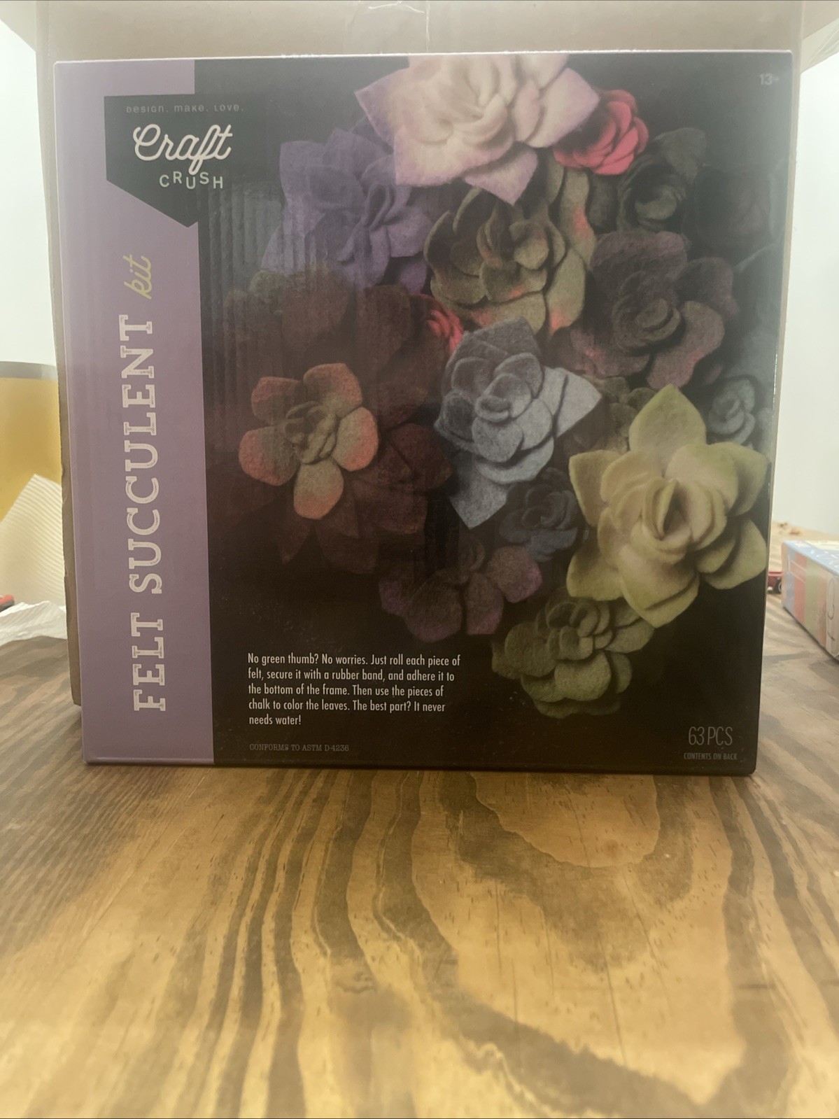 NIB Craft Crush Felt Succulent Craft Kit Fun & Easy Ages 13+