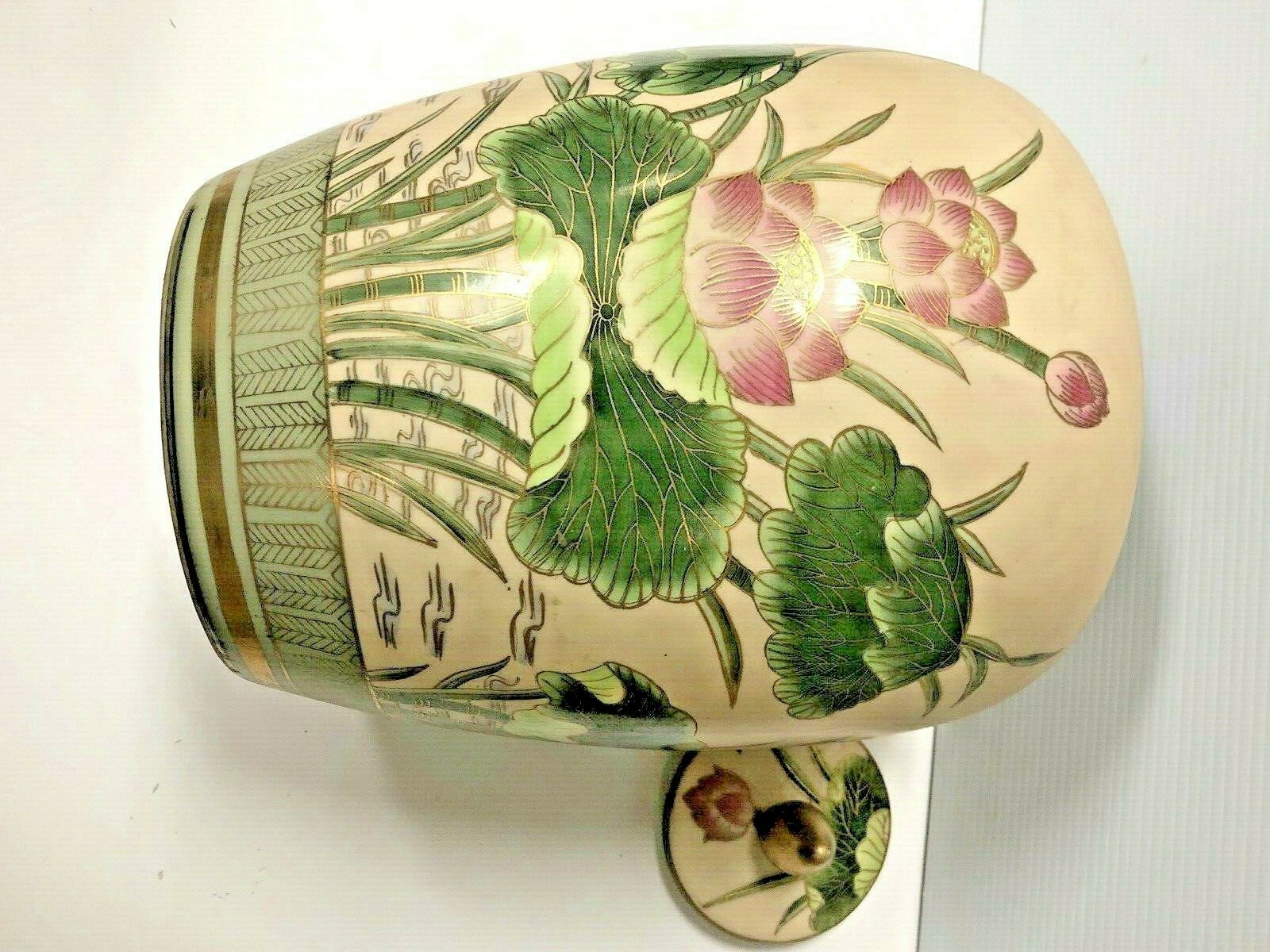 Chinese Hand Painted Porcelain Covered Jar Height 14 1/2”