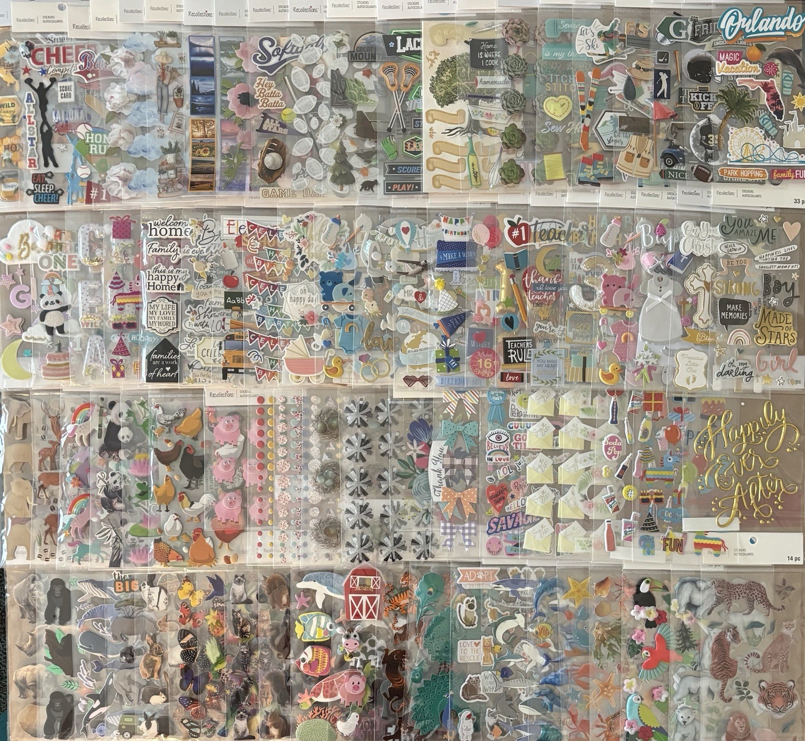 Recollections 200 Pkgs Stickers Wholesale Lot PaperCraft Scrapbook New Jolees