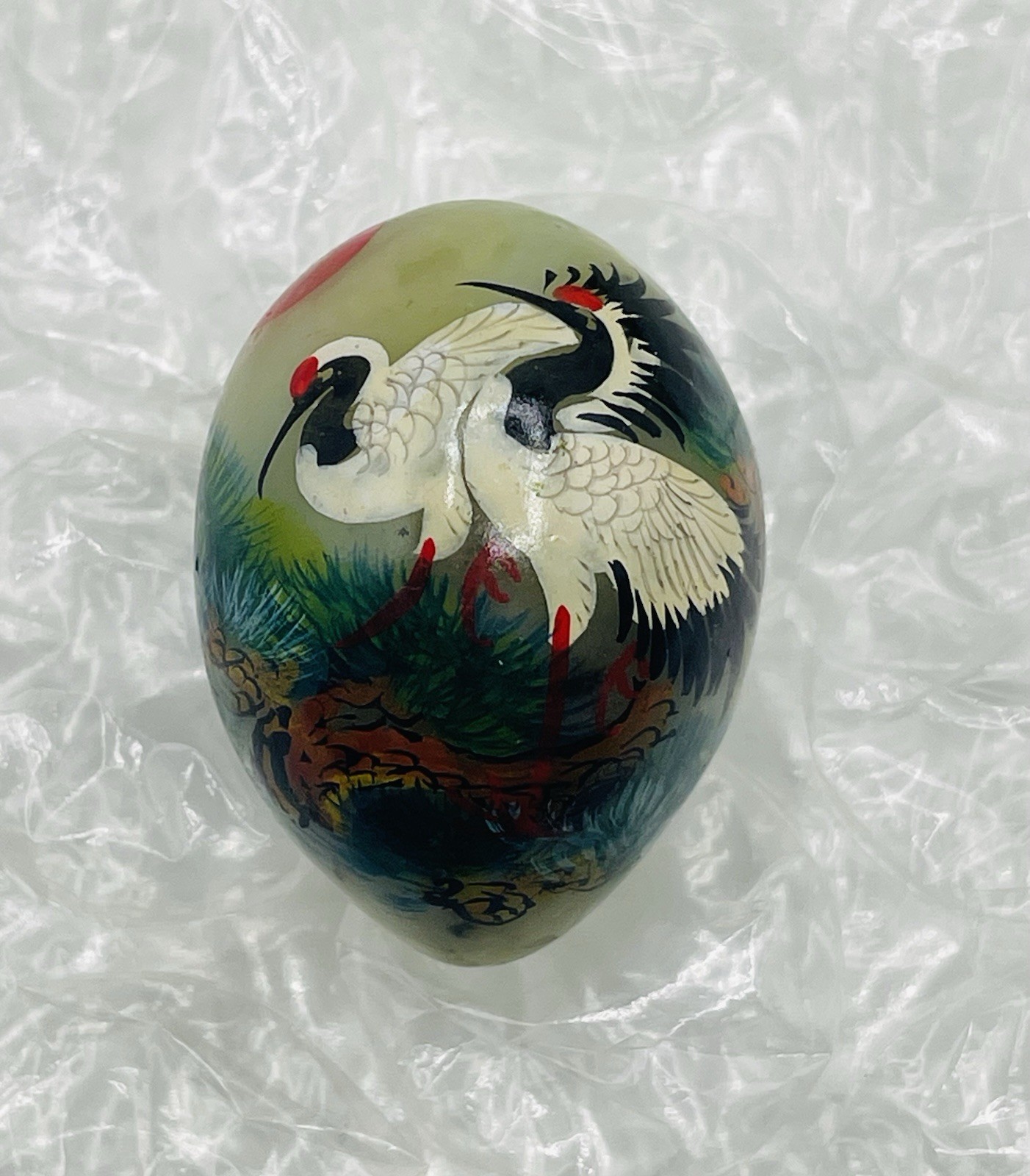 VTG Oriental Hand Painted Jade 1.5” Birds Dragon Flower Lot Of 9 Miniature Eggs