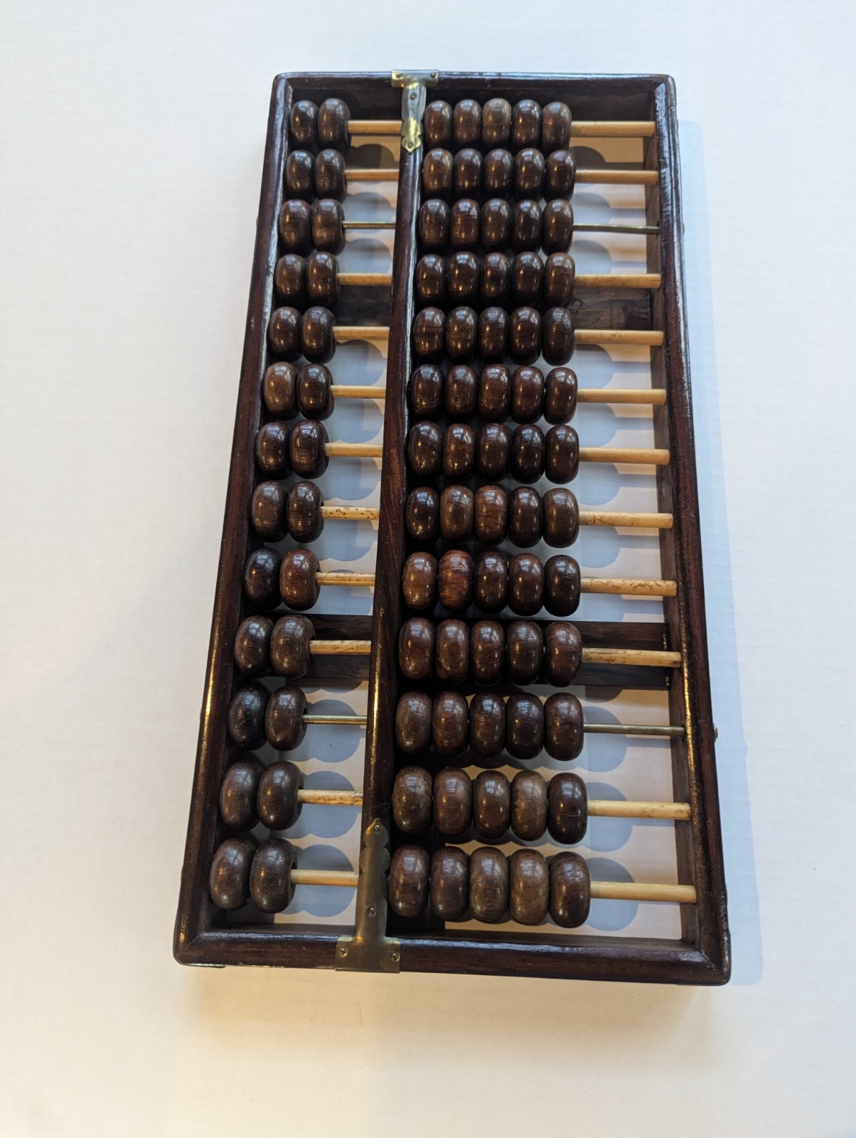 Antique Chinese Abacus Suanpan 13 Rod Republic Era Hardwood Brass Merchant Tool