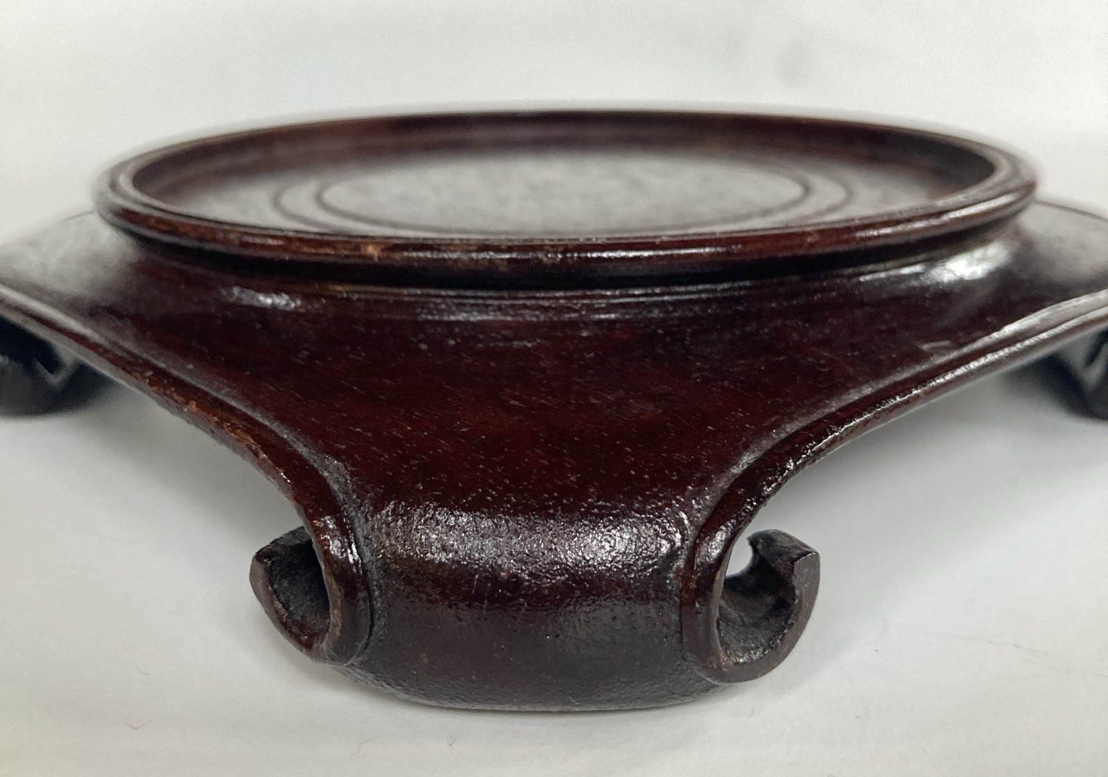 Vintage Chinese Scroll Foot Wood Display Riser Pedestal Base Stand Vase
