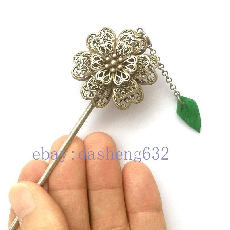 Collection Old Chinese Jade Hand-made Flower Hairpin Hair