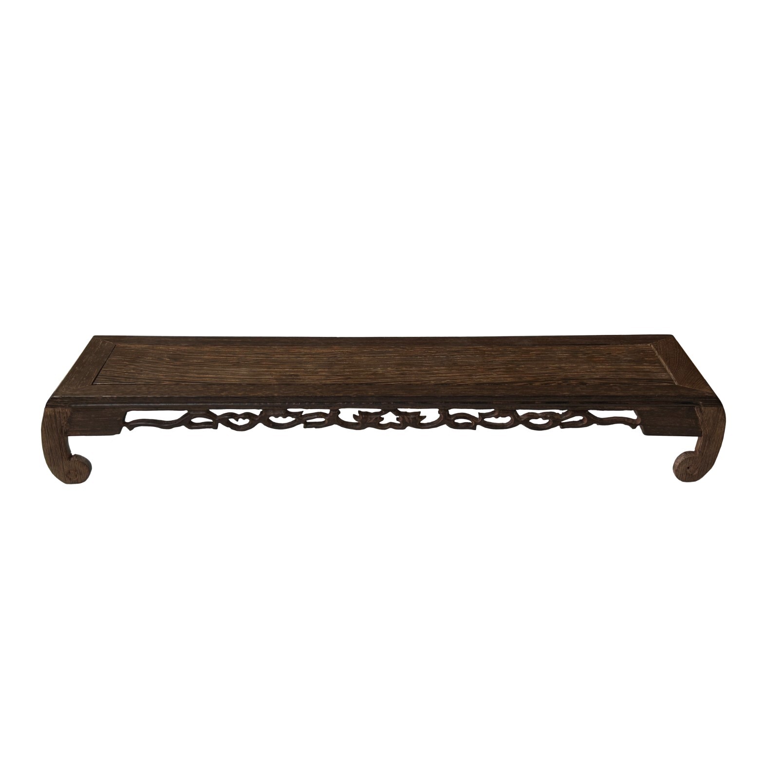 19″ Light Brown Feather Pattern Rectangular Scroll Leg Wood Display Stand ws4228