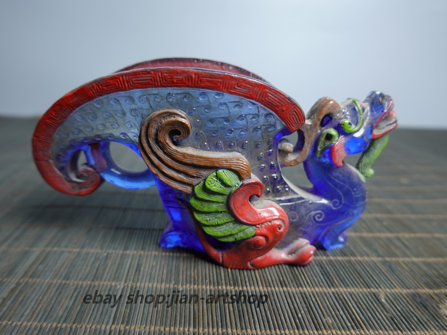 5.5″ Collect Old China Coloured Glaze Painted Dragon-shaped Gong Wine Vessel Cup