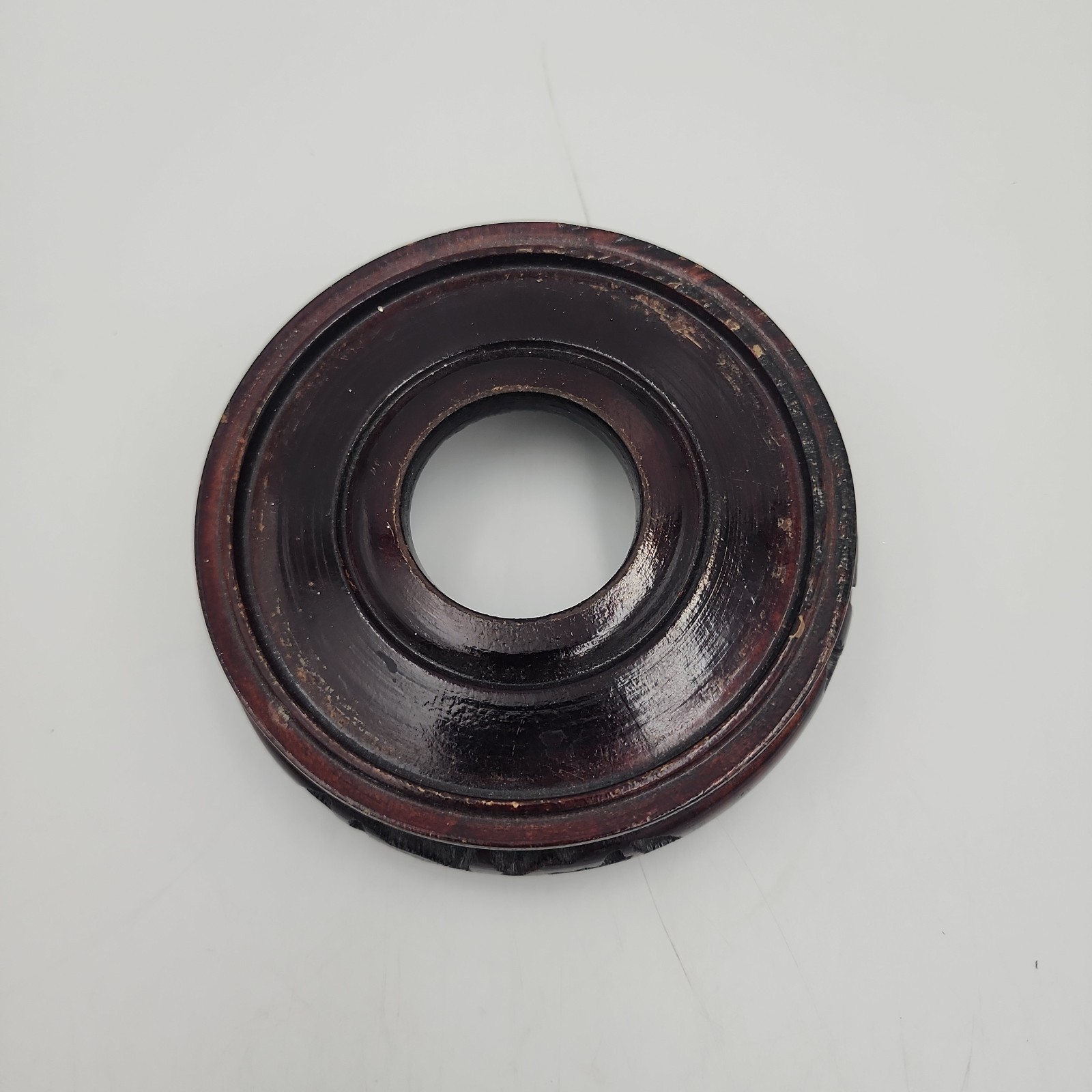 Vintage Chinese Carved Lacquered Wood Stand for Vase / Planter 4.5″