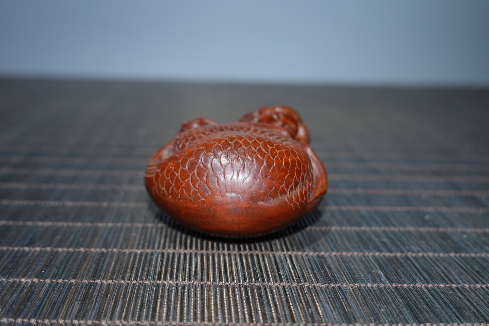 3.1″ Collect China Box-wood Carving Mermaid Pocket Figurine Handheld Statue
