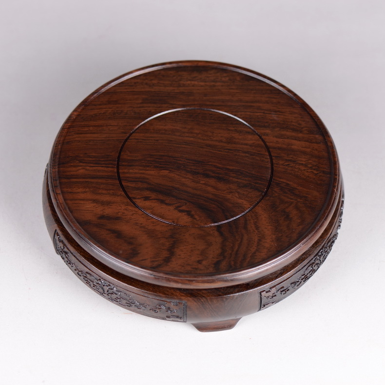 6″ Round Wood Display Pedestal Stand for Vase Bottle Teapot Incense Burner Base