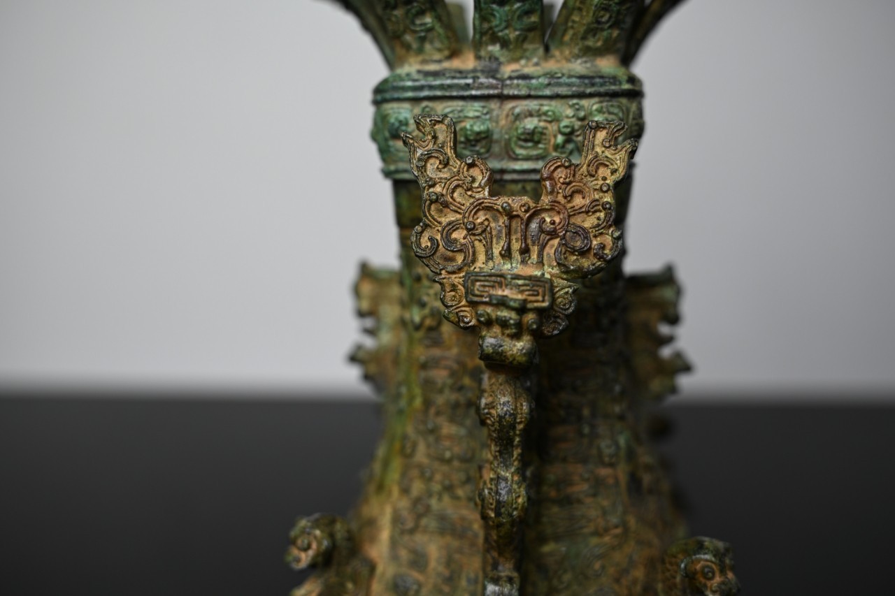 Chinese Bronze Ornament Lotus and Crane Square Pot*replica #V079