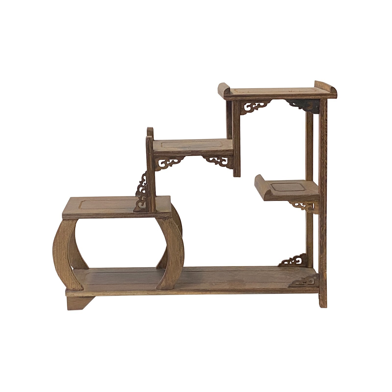 Gray Brown Wood Tower Shape Table Top Curio Display Easel Stand ws2906
