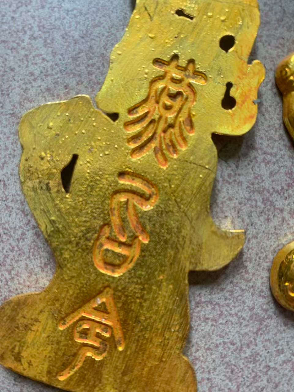 WOW Chinese Bronze Gold-Plated Hand Made *Figure* Military Tally