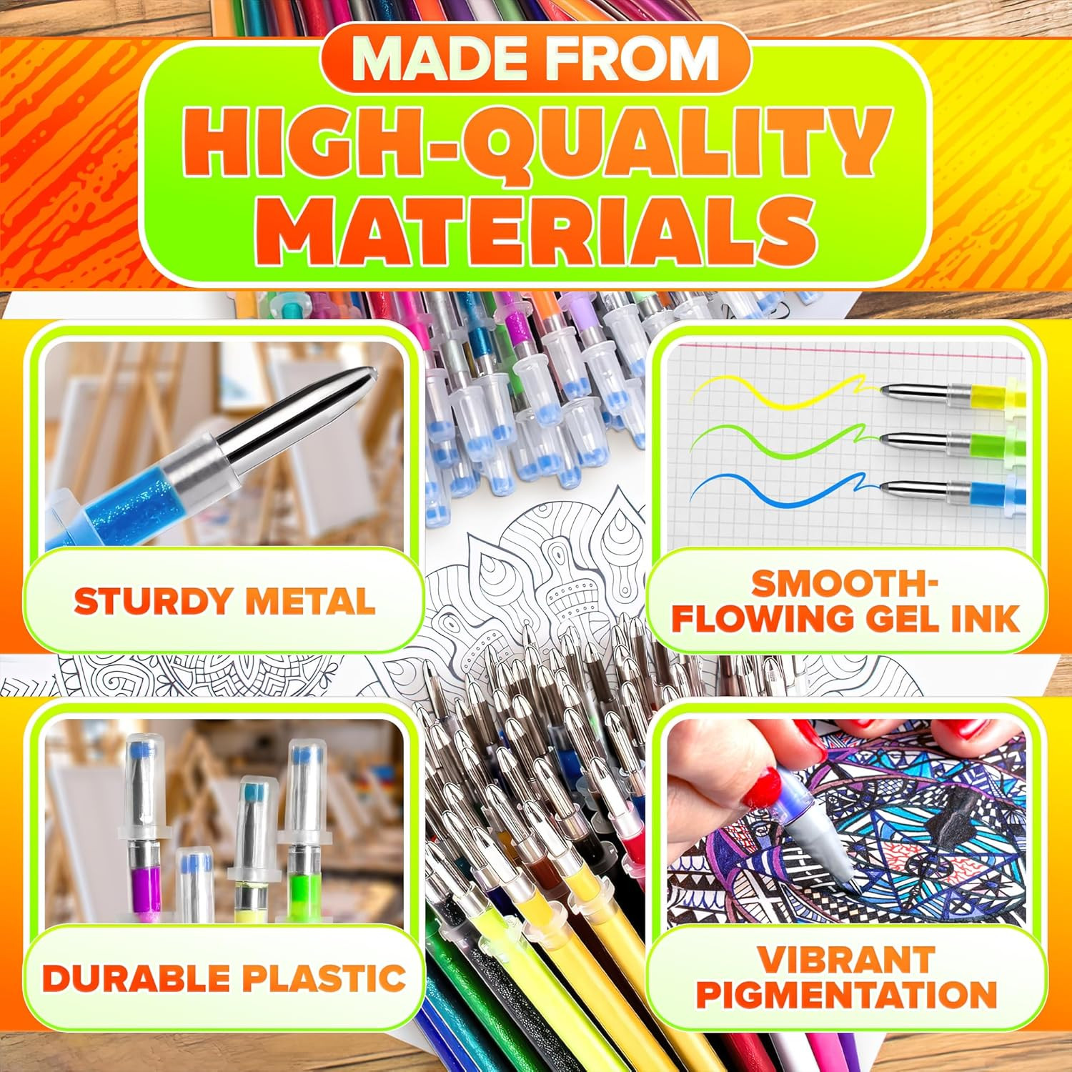 120 Pcs Glitter Gel Pen Refills for Adult Coloring – Colored Gel Pens Refills, 0