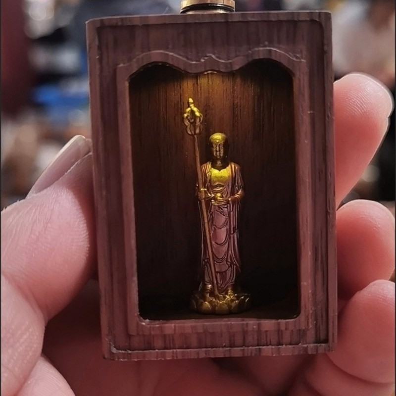 Mini Walnut Wood Shrine 5.8x4x3cm for 2.5-4.5cm Buddha Statues