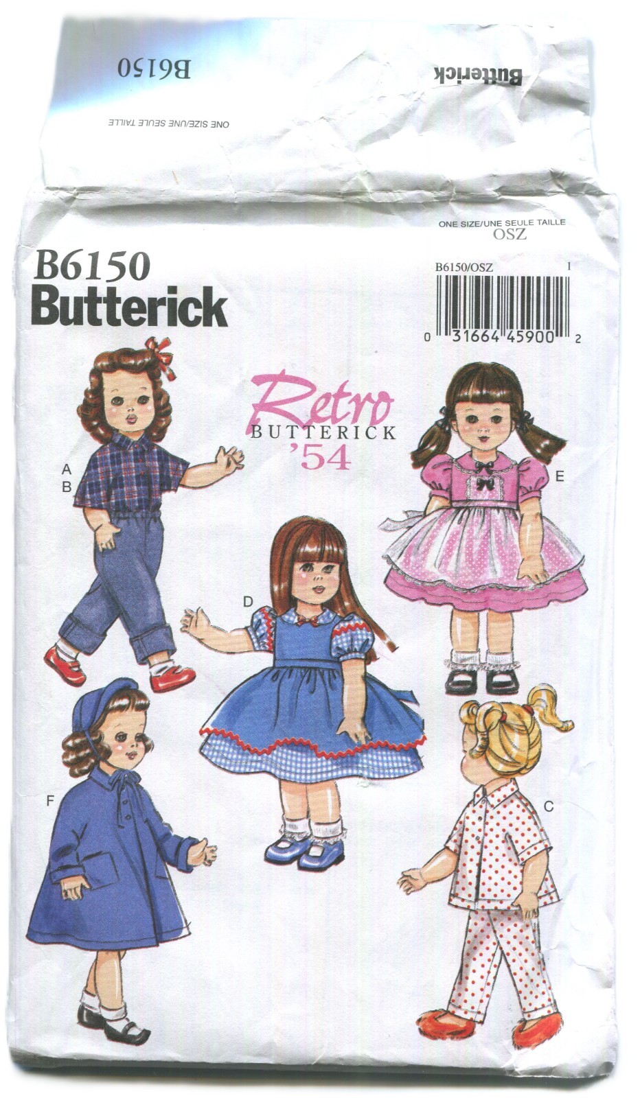 BUTTERICK B6150 18″ Doll Clothes UNCUT 2014
