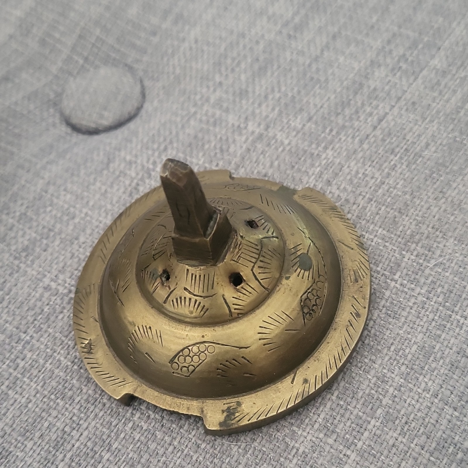 Chinese Brass Tripod Incense Burner Censer w/ Lid, Stamped “CHINA”