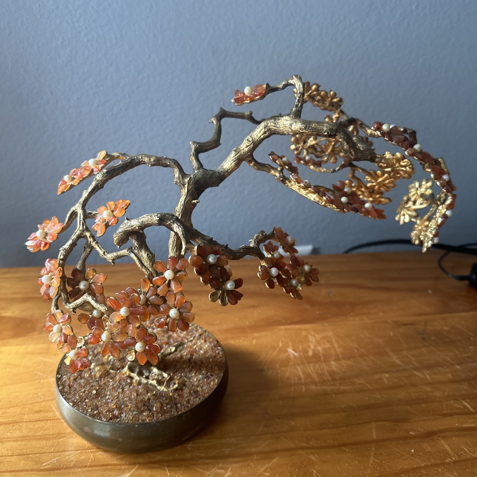 Vintage Antique Chinese Orange Carnelian Bonsai Tree