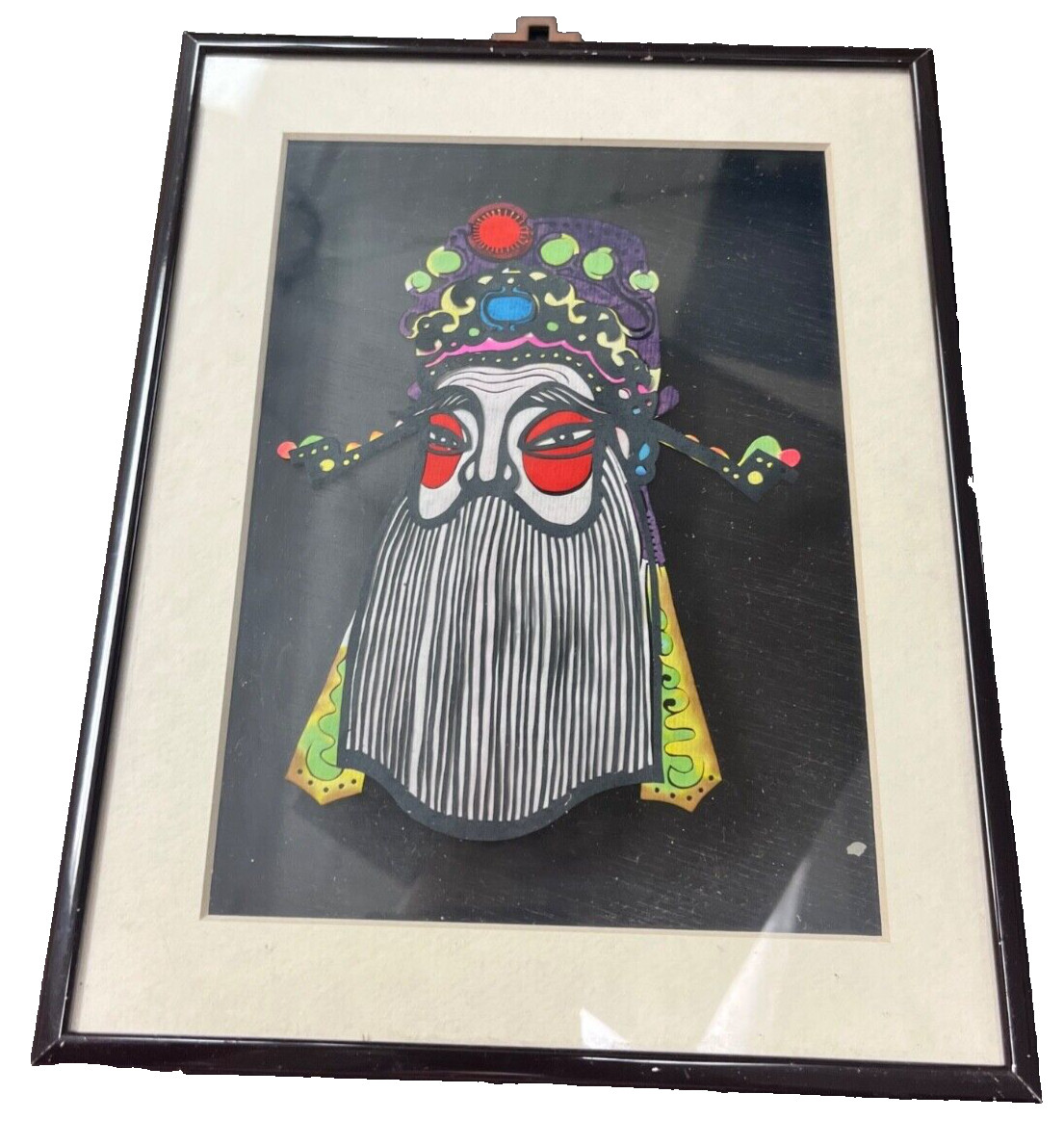 Six (6)- Vintage handcrafted Chinese Paper-Cutouts Framed Under Glass