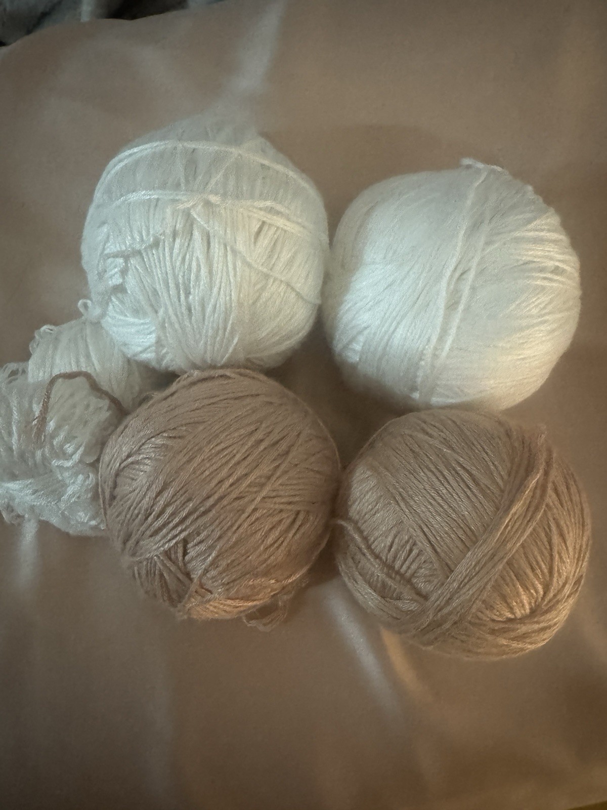 Lion Brand Truboo Yarn White Buff Brown Lot of 4 Skeins