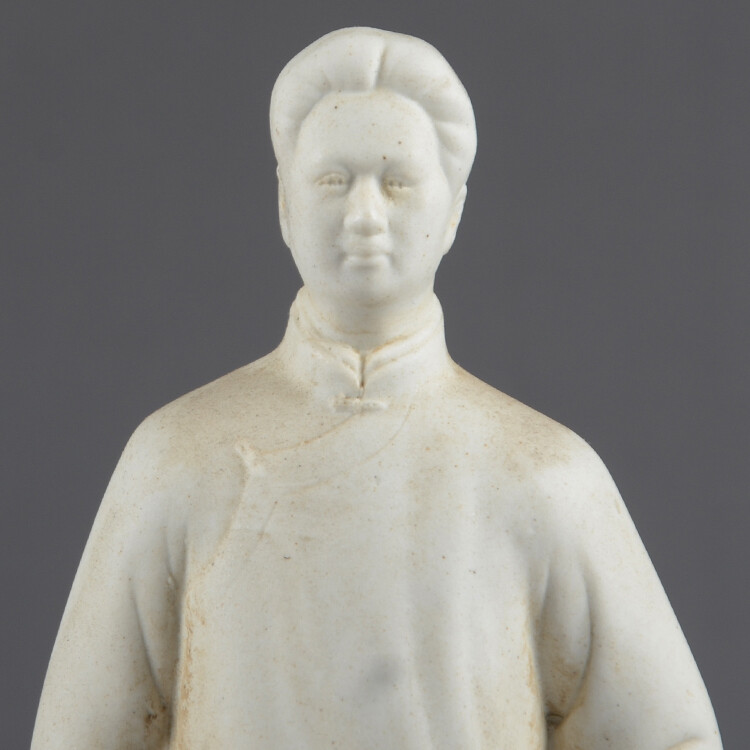 9″ Collect China White Porcelain Mao Zedong Chairman Mao Great Leader Statue