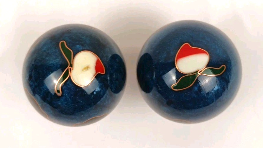 2 VTG Chinese Baoding Balls Chime Meditation- Shou Xing 1985 Panda & Longevity