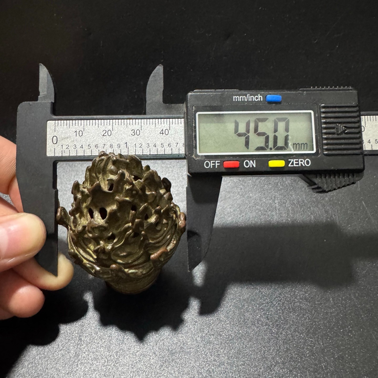 Patinated Bronze Mini Boshan Incense Burner Chinese Antique Hollow Censer Orname