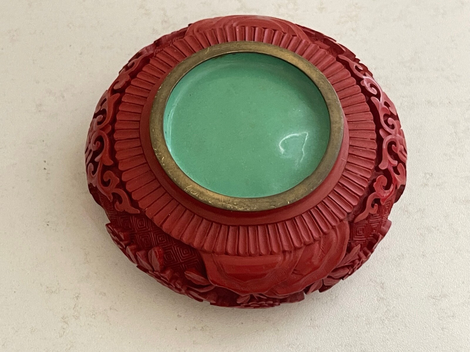 Vintage Chinese Cinnabar & Cloisonne Ashtray w/ Floral Decoration