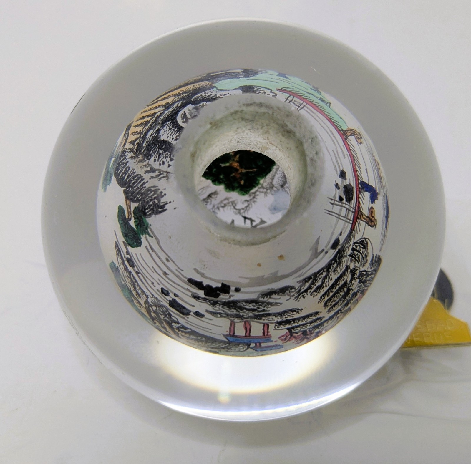 Vintage Japan Reverse Painted Glass Ball Sphere Paperweight Mountain Scene 2.5in